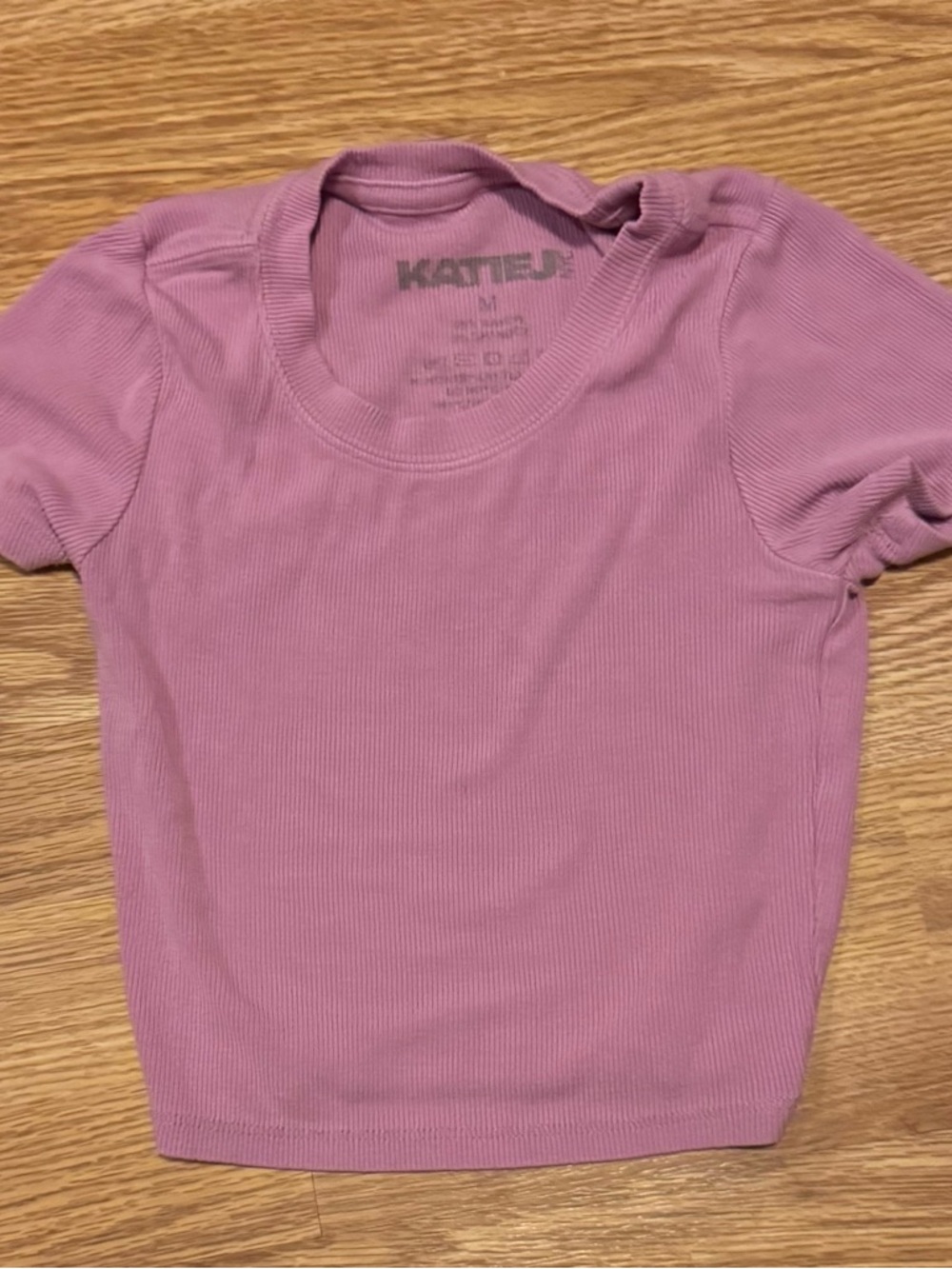KatieJ Girls' Purple Ribbed Short Sleeve Top size M